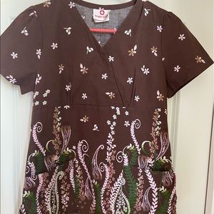 White cross fashion scrub top